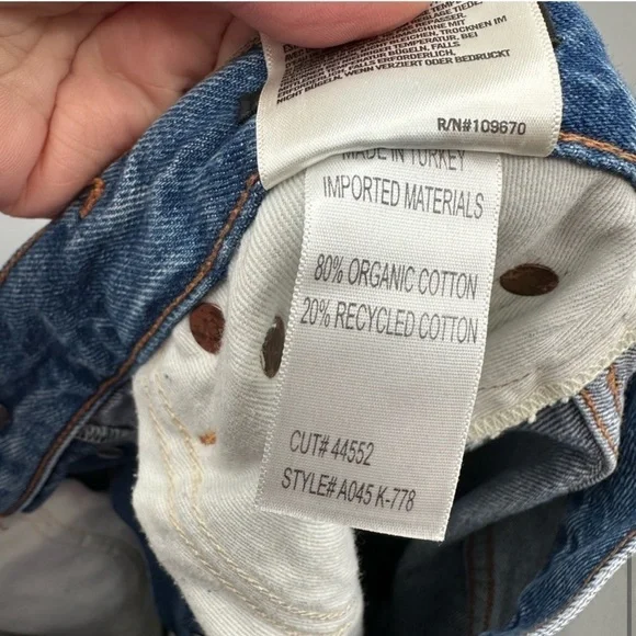 AGOLDE feel good blue buttonfly woman distress high rise straight ankle jean 28 - Picture 11 of 12